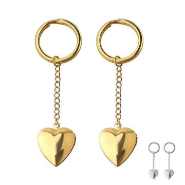 High polish gold plated Stainless Steel Heart Charm Keychain Gift